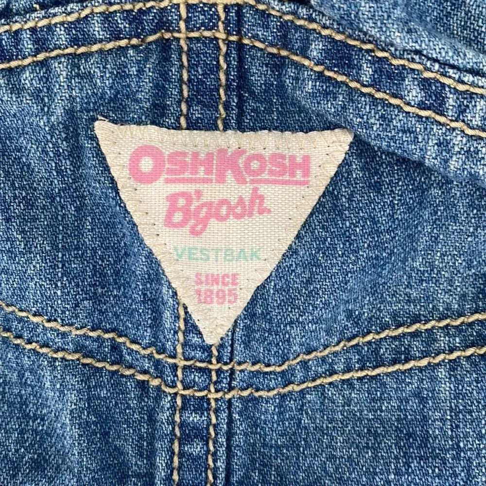 OshKosh B’gosh Denim Overall Dress Floral Print 9 Months Old